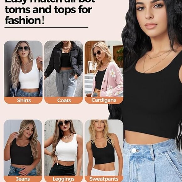 2-3Pcs Tank Tops for Women, U Neck Sleeveless Crop Tops - Picture 3 of 6